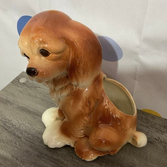 Mid Century Porcelain Puppy Dog Planter - Picture 10 of 15
